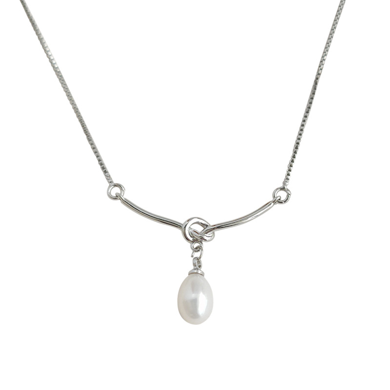 Freshwater pearl electroplated real gold rope knot clavicle chain personality Internet celebrity new necklace elegant simple sweet jewelry for women