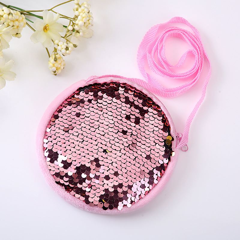Korean Style Children's Bag Girls' Crossbody Bag Fashion Princess Girl Baby Cute Plush Sequin Shoulder Backpack