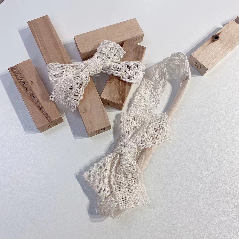 Korean style baby hair band baby girl bow lace headband one month old hundred days Princess headdress