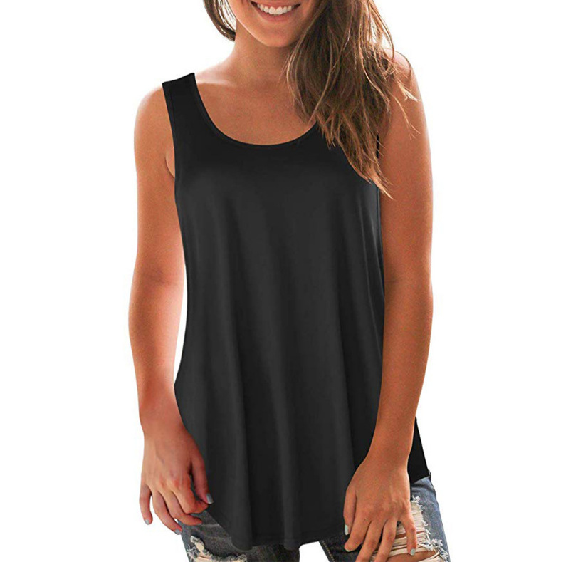 2022 new 8 color women's vest Europe and the United States fashion cross-border solid color dovetail sleeveless U-collar T-shirt a large number of spot