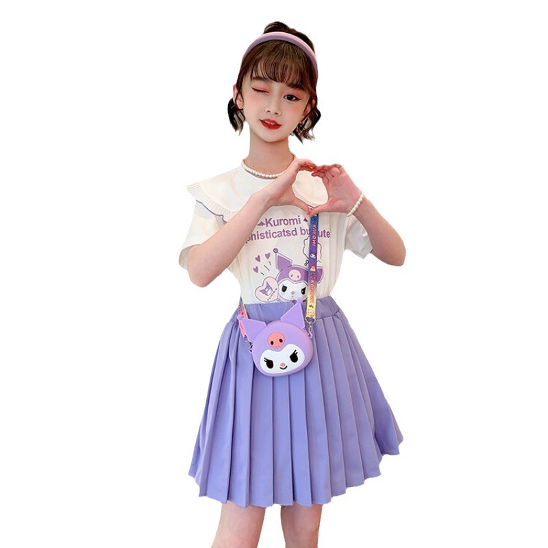 Girls' Summer suit 2024 New Children's Cute Fox Print Casual Children's Fashion Brand Girls' Two-piece Set