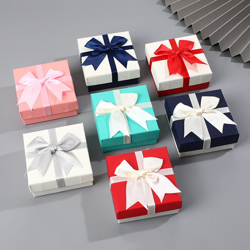 Square leather bow gift box Valentine's Day gift box business gift box jewelry gift box