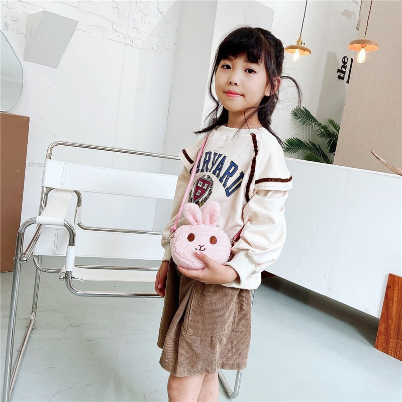 New Children's Small Bag Fashion Princess Coin Purse Baby Girl Accessories Bag Cute Plush Rabbit Crossbody Bag