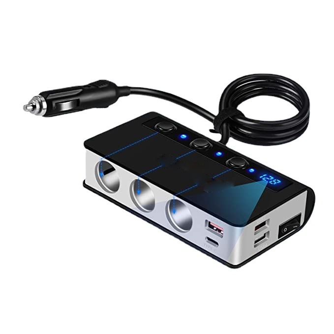 Pd20w + ダブルqc車載携帯電話充電器180w一ドラッグ三点煙器車充電独立スイッチ電圧デジタル表示|undefined