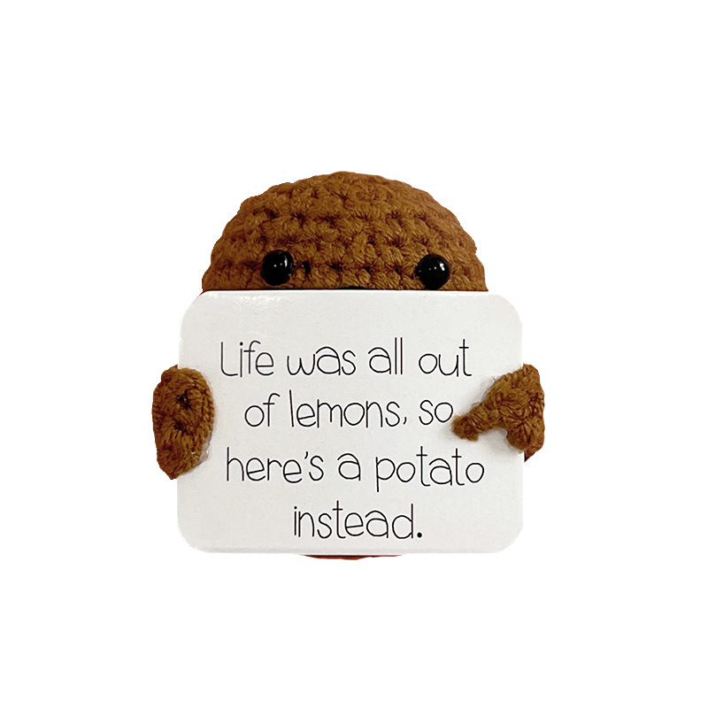 Cross-border Funny Expression Potato Crocheted Doll Positive Energy Wool Knitted Plant Potted Plant Ornaments Pendant Emotional Card