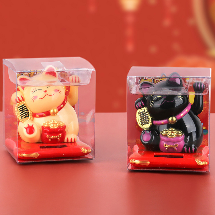 [Small size 2.5-inch] shaking hand lucky cat solar wave feng shui cat creative car decoration wholesale car