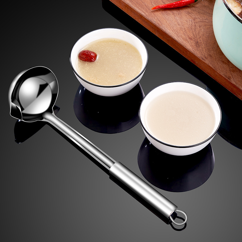 Stainless steel oil spoon household filter spoon round tube handle confinement oil soup separator printable logo