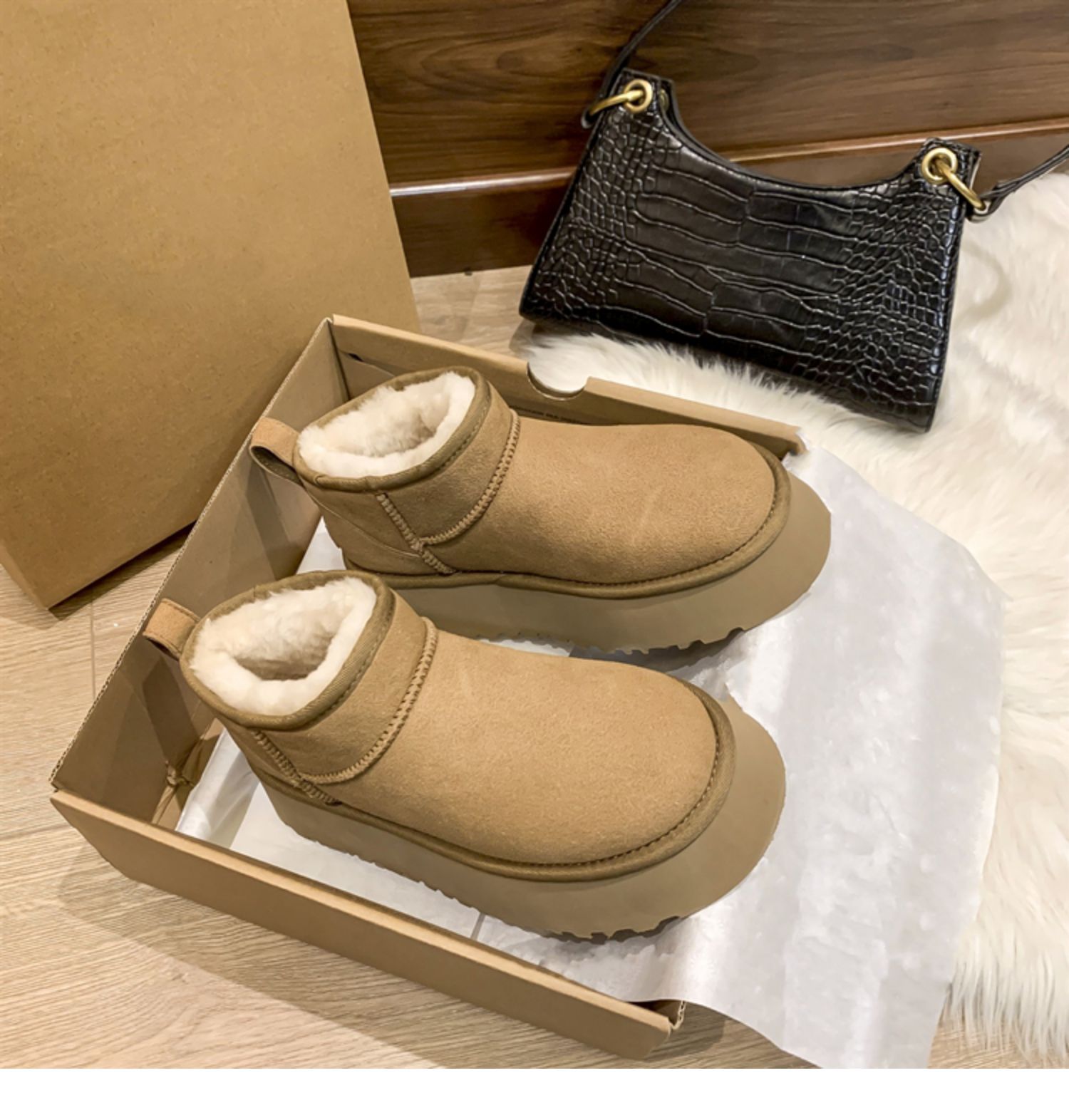 Snow Boots women's platform thick-soled outer wear 2023 Winter new fur integrated waterproof non-slip warm cotton shoes_voghion.com