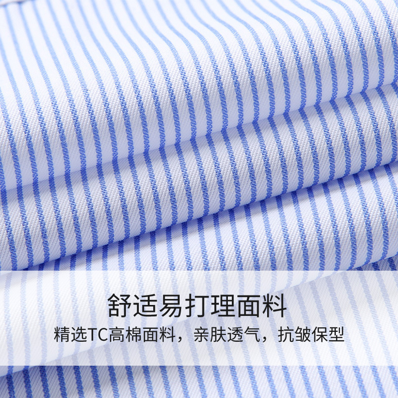 Blue Striped Shirt Men's Short-sleeved Business Wear New Spring and Summer White Striped Shirt Formalwear Fashion Business Casual