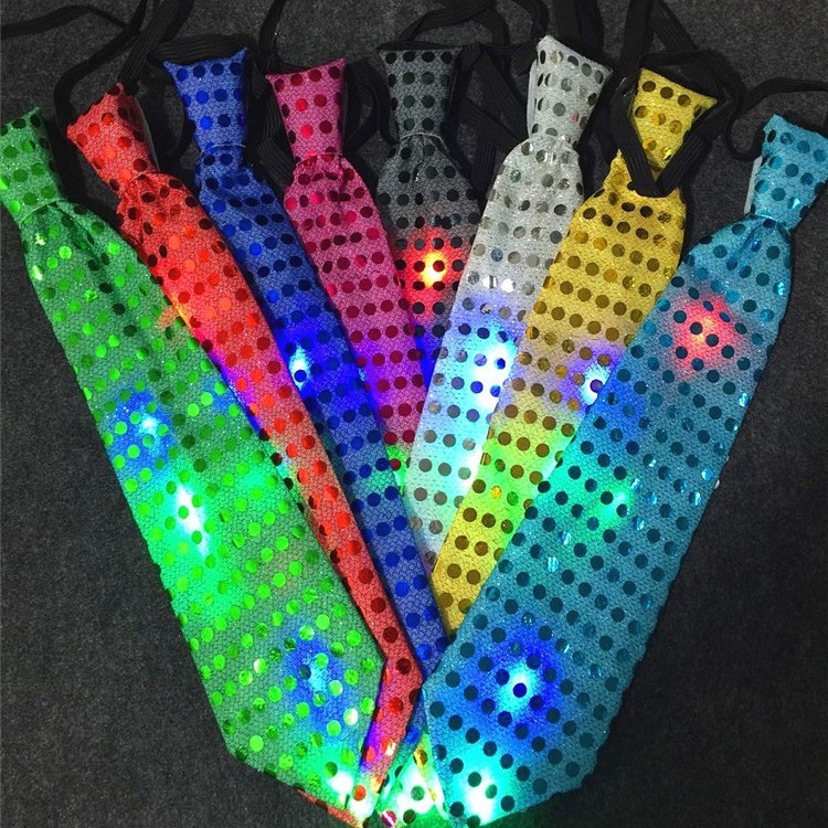 新品ledカラフルキラキラスパンコールネクタイ男女通用発光蝶ネクタイバーナイトパーティー道具ファッション|undefined