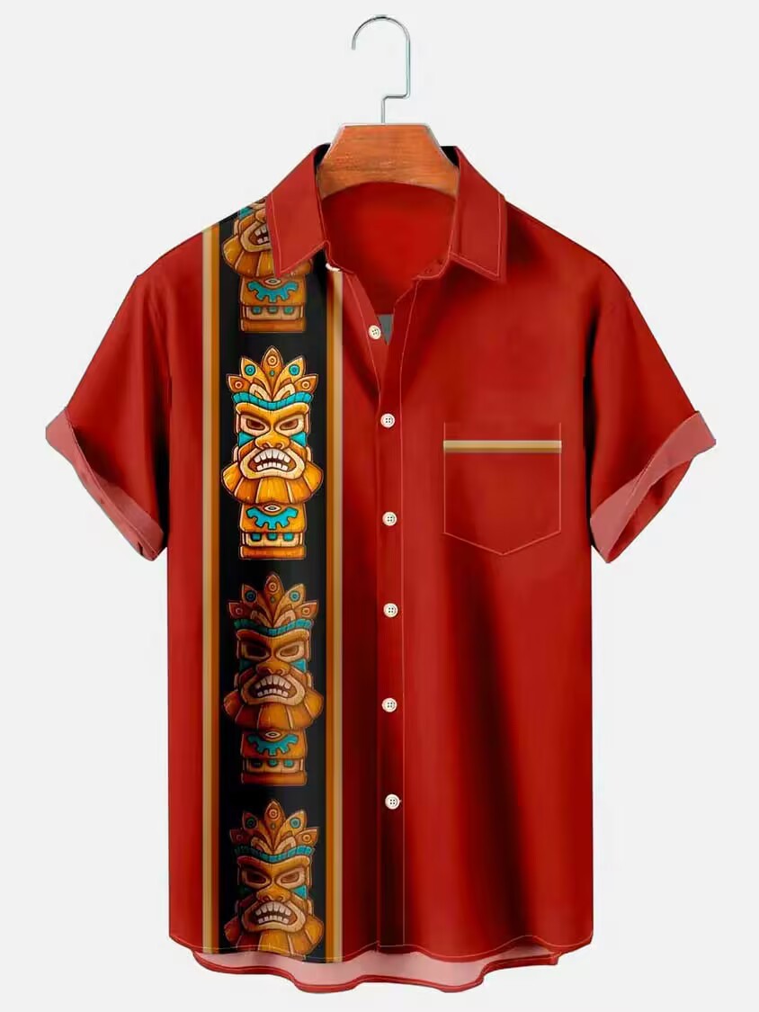 2023 Summer Men's Hawaiian Shirt Seaside Beach Vacation Short Sleeve Shirt Seaside Clothing Men