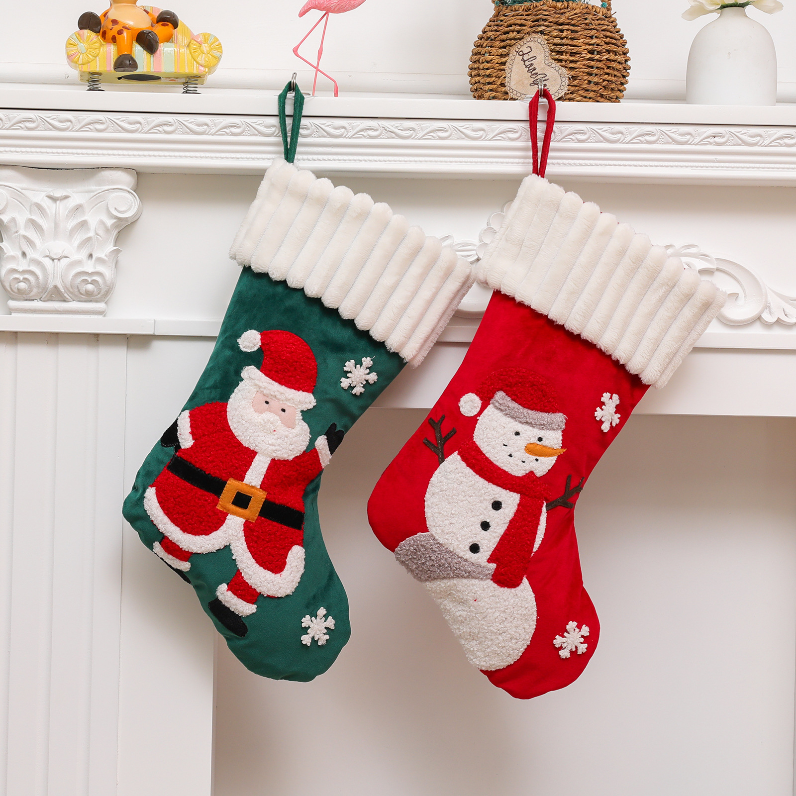 New Christmas Supplies Large Embroidered Snowman Christmas Socks Christmas Tree Fireplace Decoration Gift Socks