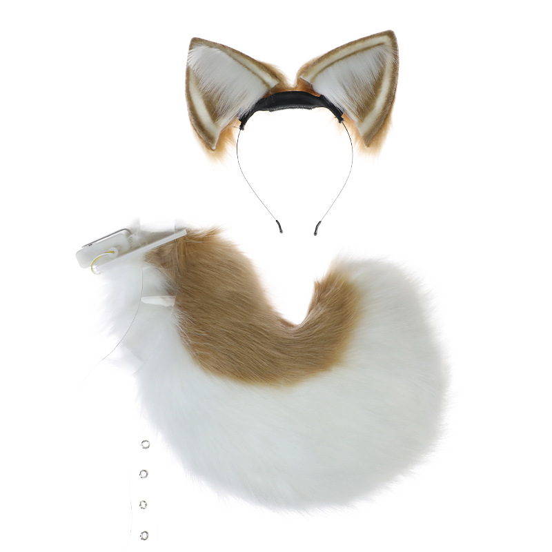 Simulation electric beast ear headdress remote control beast tail Shiba Inu Rechargeable Hair accessories movable tail detachable dog ear headband