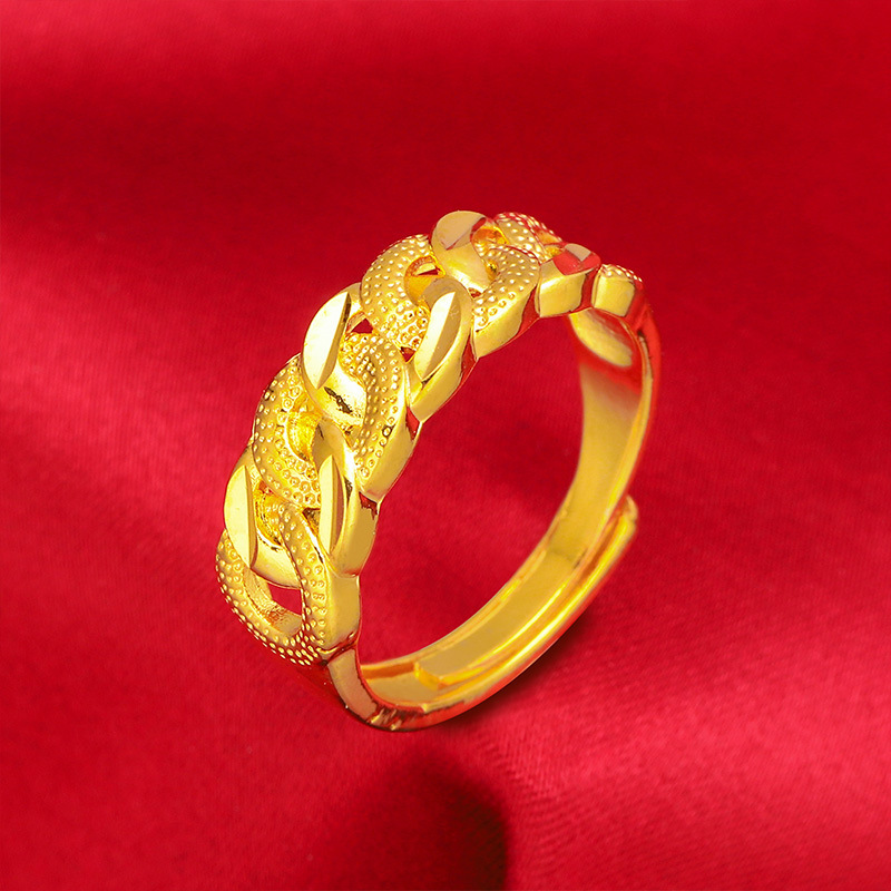 Vietnam Sand Gold Vintage Twist Bracelet Set Real Gold Plated Twist Ring Bracelet _voghion.com