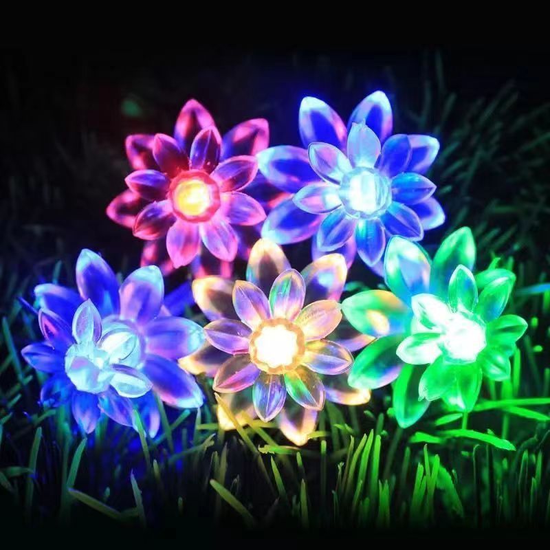 太陽光発電 Led 蓮の花ストリングライト屋外防水庭中庭バルコニー家の装飾カラフルな点滅ストリング|undefined