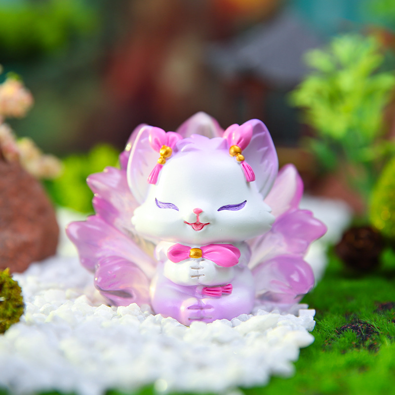 National Tide Antique Mountain Sea Nine-Tail Fox Blind Box Ancient Legend Fox Ornaments for Girls Desktop Decorative Resin Ornaments