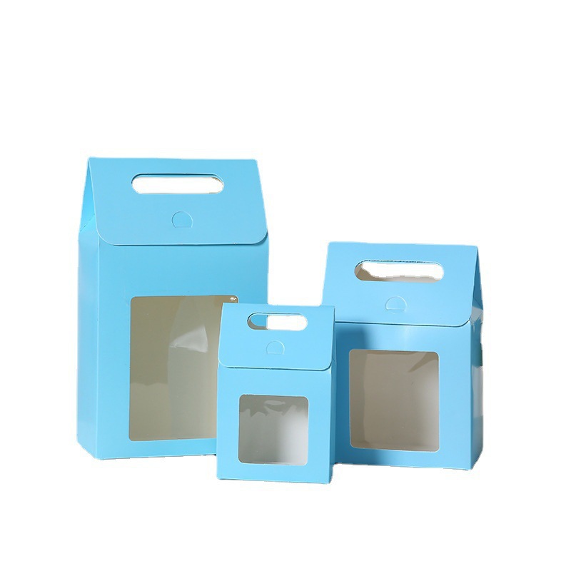 New window portable Kraft paper gift box small fresh simple solid color gift candy packaging box wholesale