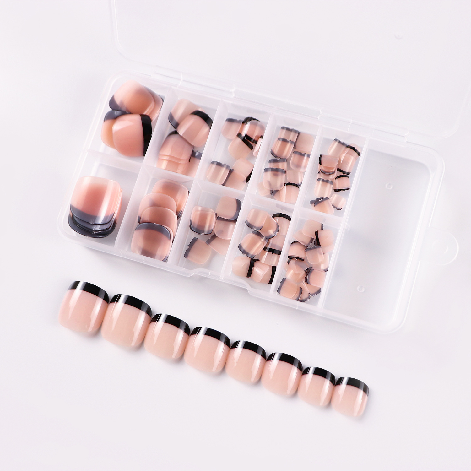 穿戴甲片簡約白邊法式腳甲指甲片批發美甲成品穿戴式美甲批發nail