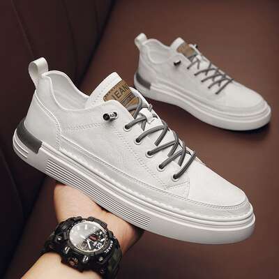 2023 New Men's Shoes Slip-on Small White Men's Shoes Casual Workwear Shoes Men's Fashionable Low-cut Korean Wear-resistant