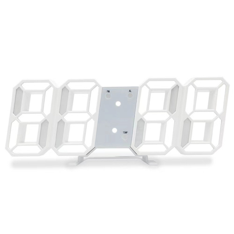 3D digital alarm clock luminous brightness adjustable ins simple desktop clock wall-mounted LED electronic alarm clock cross-border