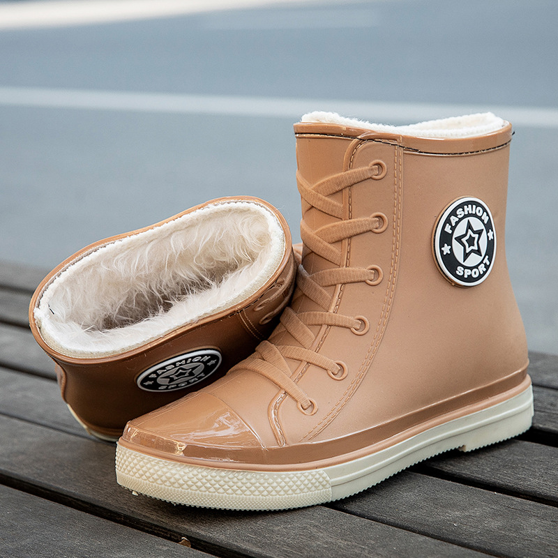 waterproof-fleece-lined-ankle-boots-womens-short-plastic-rain-boots-warm-anti-slip-korean-style-for-students