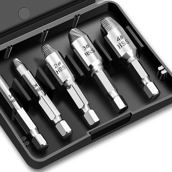 Screw remover 5PCs single-head titanium-plated high-speed steel sliding tooth broken wire removal tool hexagonal handle screw remover