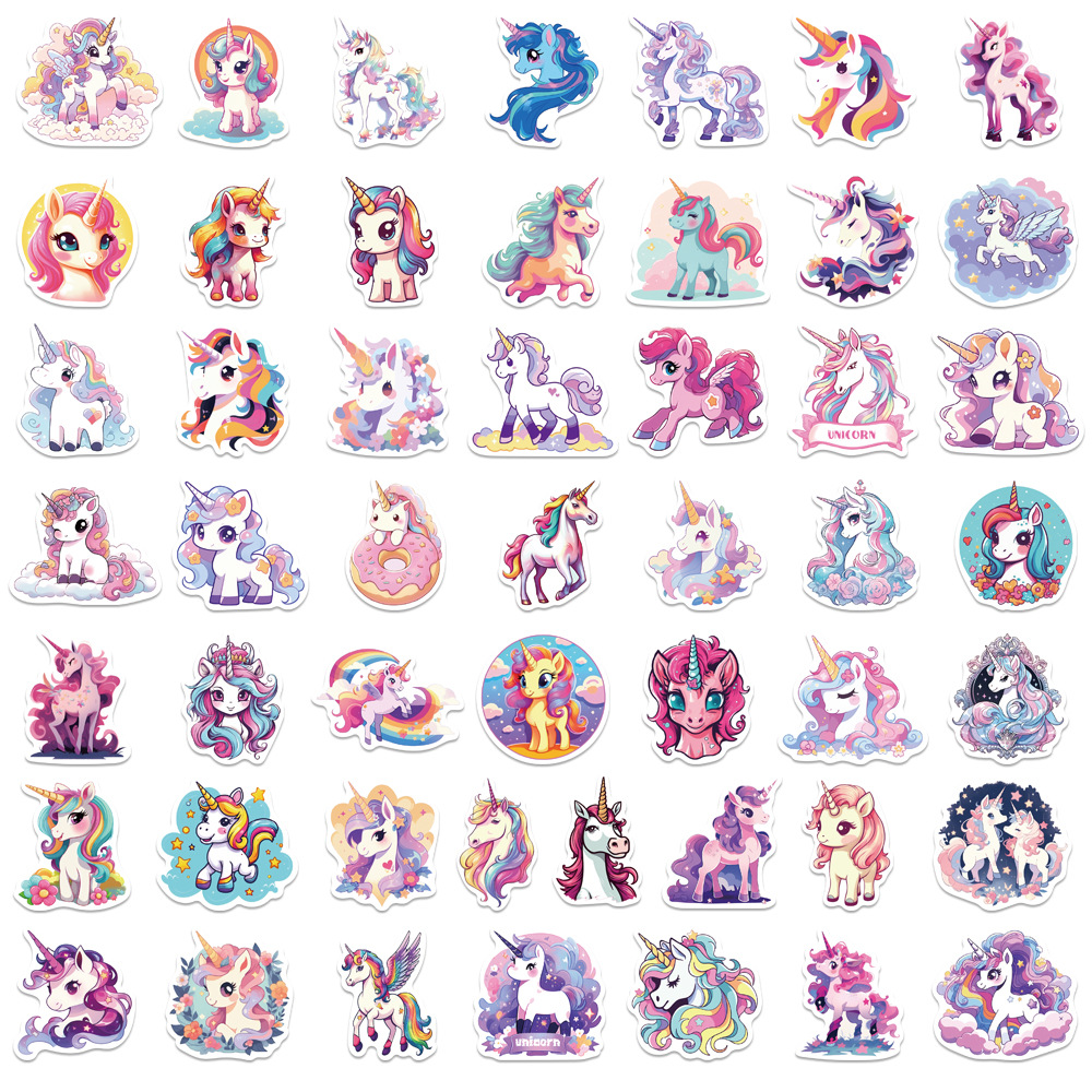50 cartoon unicorn graffiti stickers guitar notebook luggage DIY waterproof stickers cross-border wholesale