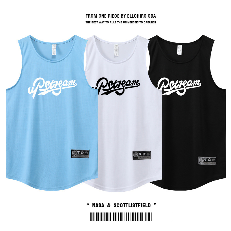 Men's American Sports Vest Narrow Shoulder Training T-shirt Sweat Absorption Sleeveless Curved Hem Jersey Shooting Team Uniform