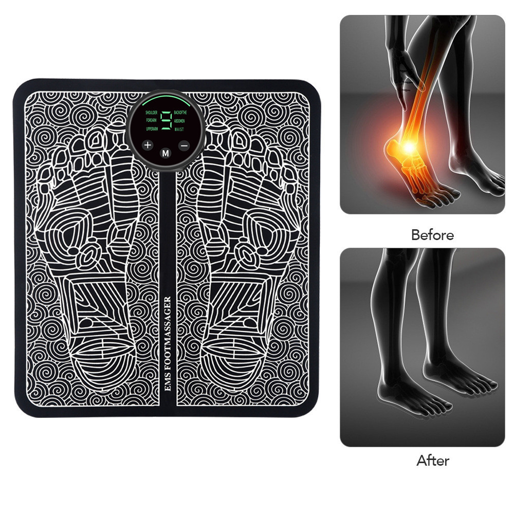 Foreign Trade Cross-border New Remote Control EMS Display Screen Massage Foot Pad Soot Acupoints Meridian Physiotherapy Home Foot Therapy Machine
