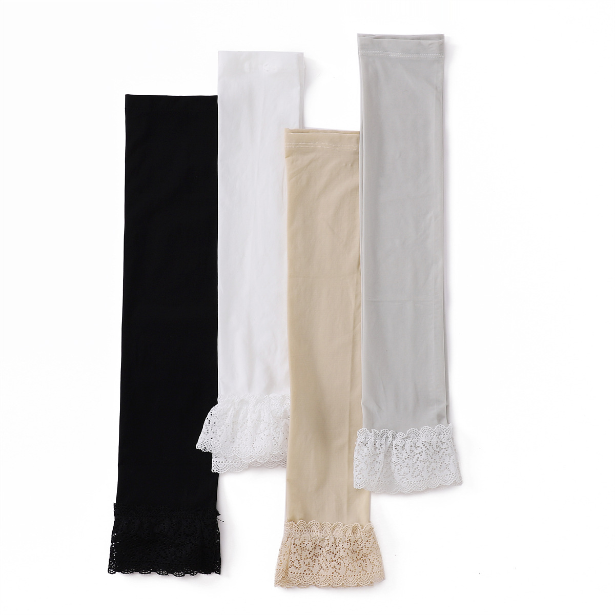 Cross-border new ice silk solid color unilateral lace ice sleeve anti-ultraviolet ice sleeve thin sunscreen sleeve a generation of hair