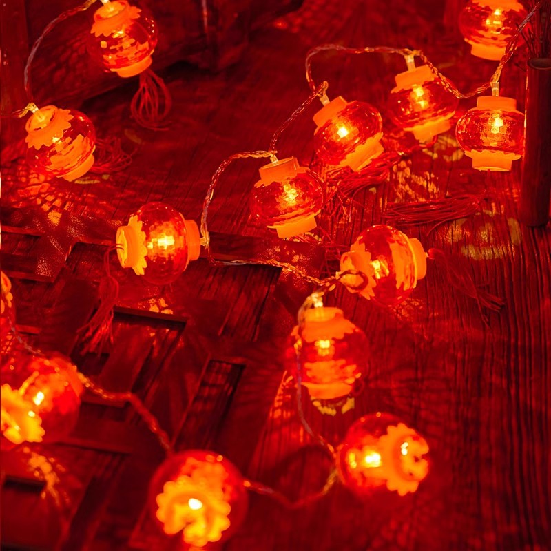 Little Red Lantern Luminous New Year Decoration Hanging Decoration Fortune 2024 Dragon Year Decoration New Year Pendant Spring Festival Decoration