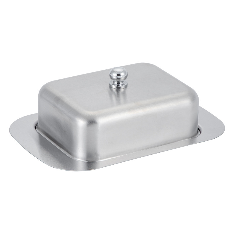 Stainless Steel Butter Box Western Restaurant Butter Dish Pastry Plate Cheese Preservation Heat Preservation Plate Dish