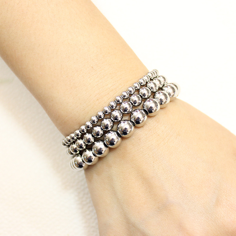 Supply cross-border e-commerce European and American Bracelet Men's simple fashion steel ball 303 material elastic stainless steel bracelet