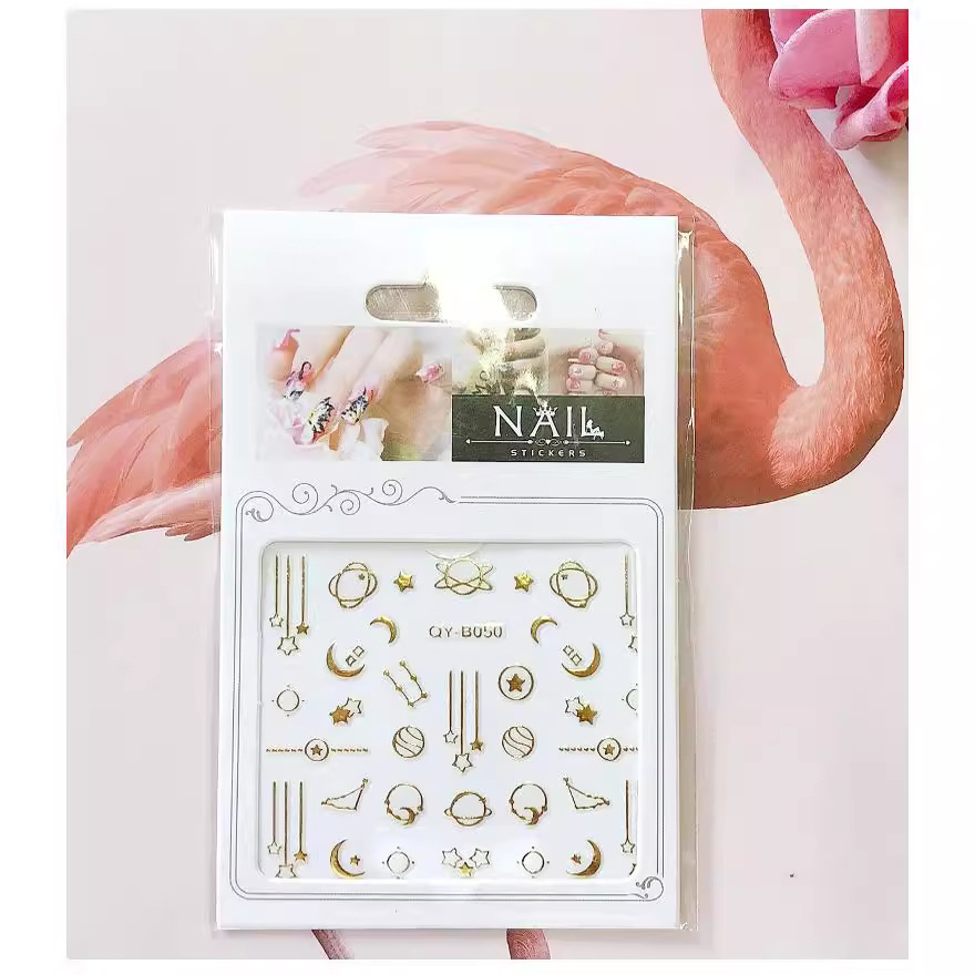 Foreign trade cross-border nail stickers 5D relief bronzing nail stickers golden nail jewelry nail patch set mixed batch
