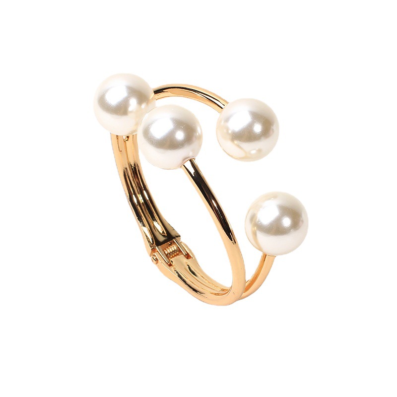 Nordic Light Luxury Metal Curtain Strap Asymmetrical Four Pearl Curtain Buckle Spring Pearl Curtain Clip Wholesale
