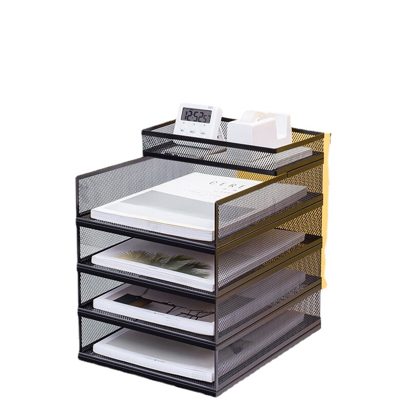 Multi-layer superimposed metal desktop file rack storage box office storage data sorting filing cabinet for cross-border exclusive