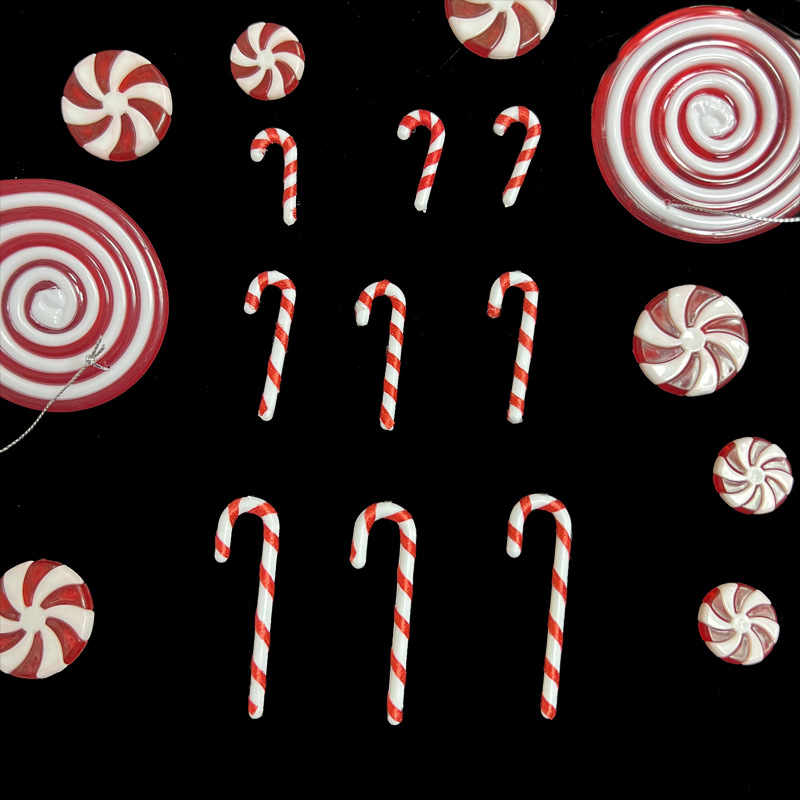 Cross-border direct sales plastic small crutch red and white cane windmill candy hook crutch Christmas tree decorative crutch accessories_voghion.com