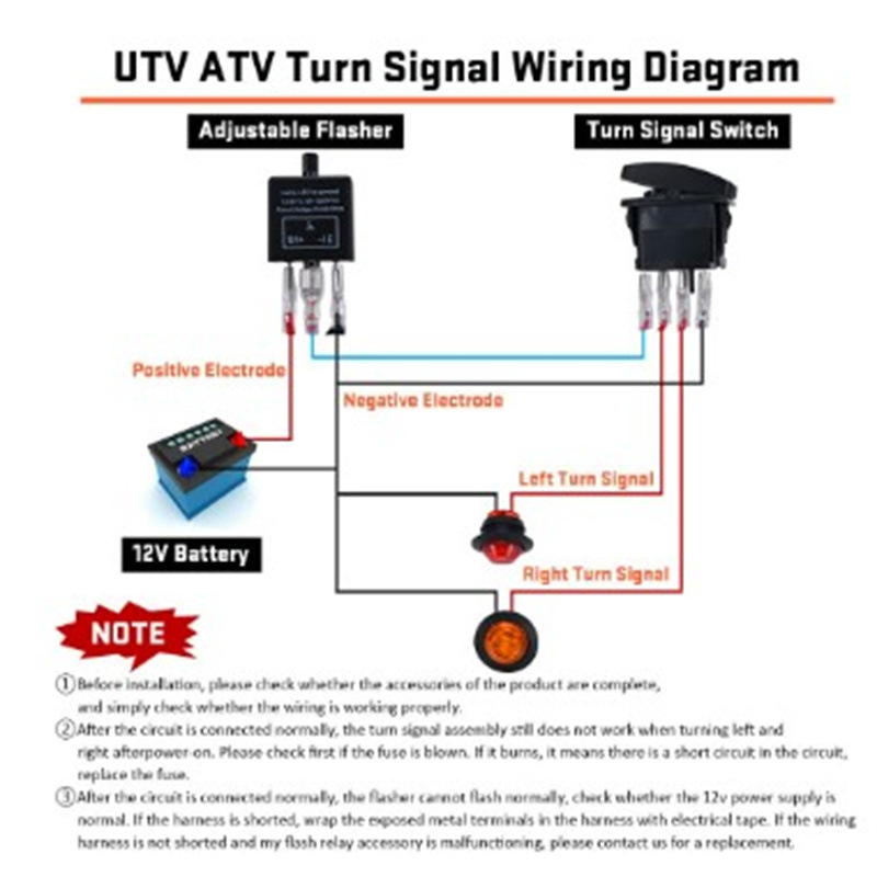 Cross-border hot sale universal ATV/UTV turn signal Kit Horn flash relay car modification kit