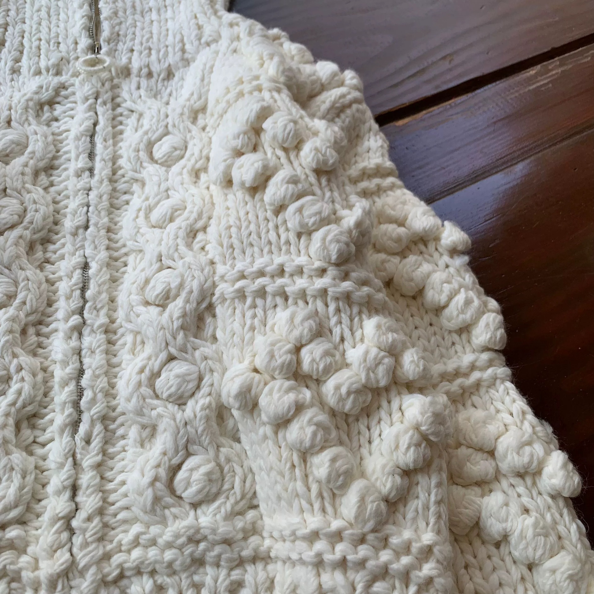 Autumn and Winter Design feeling lazy style loose thickened all-match turtleneck white handmade ball sweater coat knitted cardigan_voghion.com