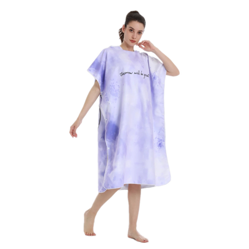 2024 Swimming Quick-drying Beach Towel Cape Hooded Unisex Beach Bathrobe Quick-drying Surf Changing Bathrobe