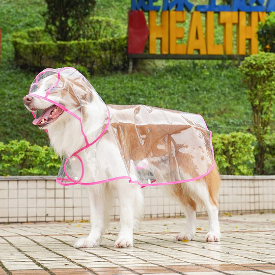 Pet Amazon cross-border Big Dog transparent outdoor raincoat golden retriever Labrador border animal dog clothes