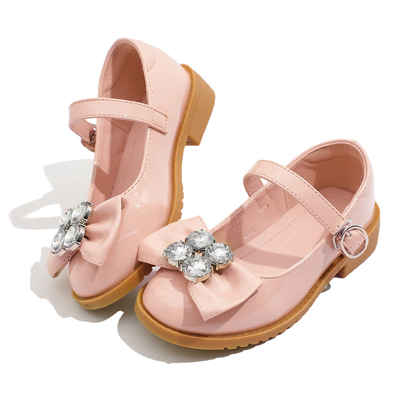 Girls Leather Shoes Black Soft-soled School Shoes Little Girls Mary Jane Height Increasing Thick-soled Women's Baby Shoes Children's Princess Shoes