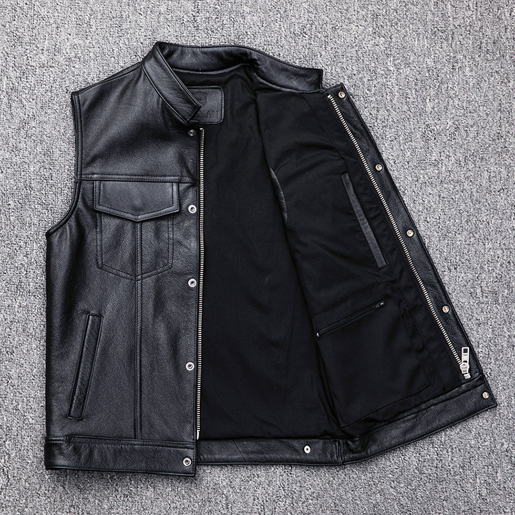 Cross-border Amazon wish vest excellent zipper button motorcycle leisure leather vest P75