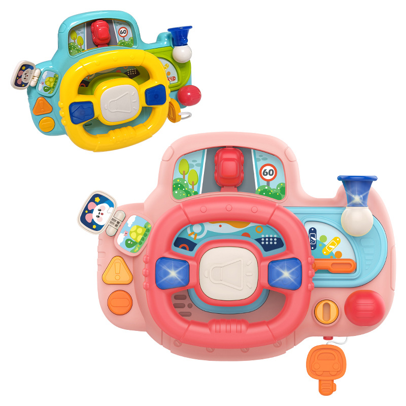 New cross-border children's multi-function steering wheel toy simulates driving car early education light music