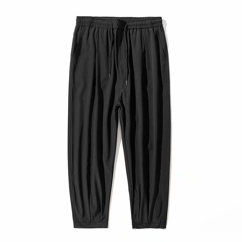 Summer Thin Ice Silk Sports Casual Pants Men's Korean-style Fashionable All-match Large Size Loose Straight Ankle-length Pants for Students