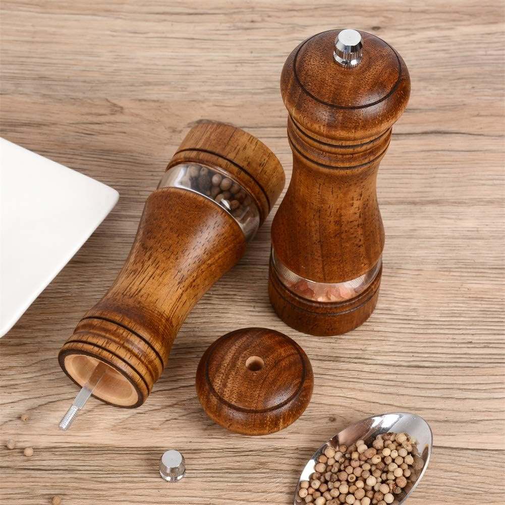 6-inch manual pepper mill ceramic core grinder Oak acrylic black pepper grinder multifunctional seasoning bottle