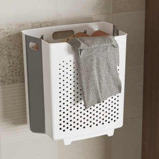 Laundry basket household wall hanging foldable bathroom bathroom temporary clothes storage artifact laundry basket storage basket