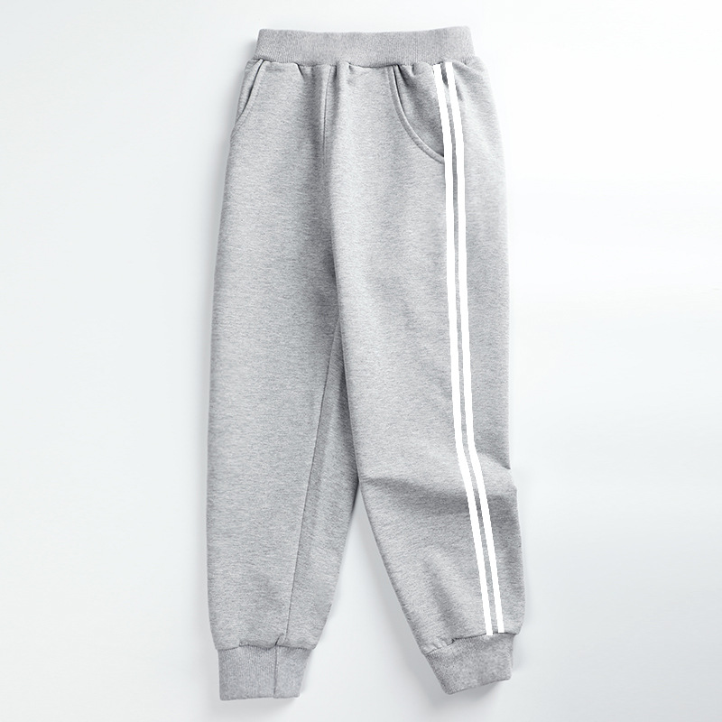 Children's Wear School Pants Dark Blue Leg-tied Sports Pants Boys' and Girls' Class Pants Large Children's Students Fleece-lined Guard Pants