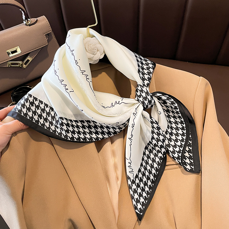 Amazon Summer New High-end Sense Small Square Women's Decorative Scarf Silk Scarf Shawl Hair Band Headscarf
