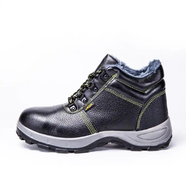 Winter Cotton Labor Protection Shoes High-top Anti-smash and Anti-puncture Work Safety Shoes Cowhide Solid-soled Fleece-lined Cold-proof Anti-smash Shoes